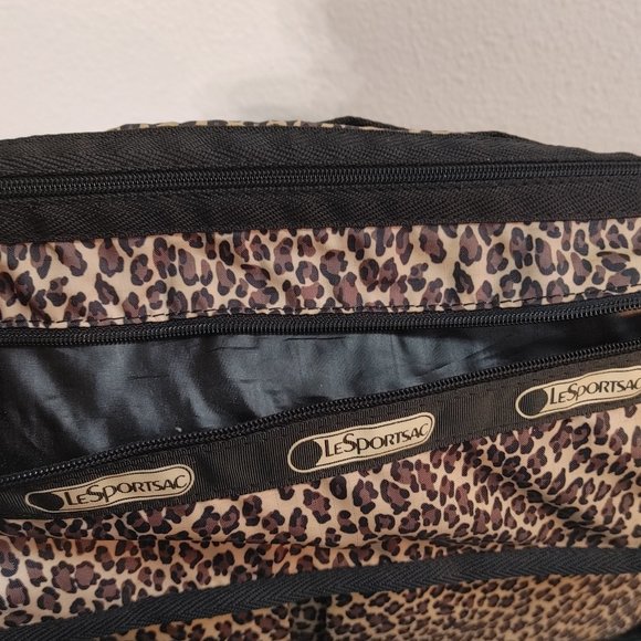 LARGE LESPORTSAC LEOPARD PRINT NYLON TOTE BAG - Picture 4 of 12